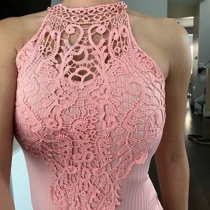 Pink lace bodysuit